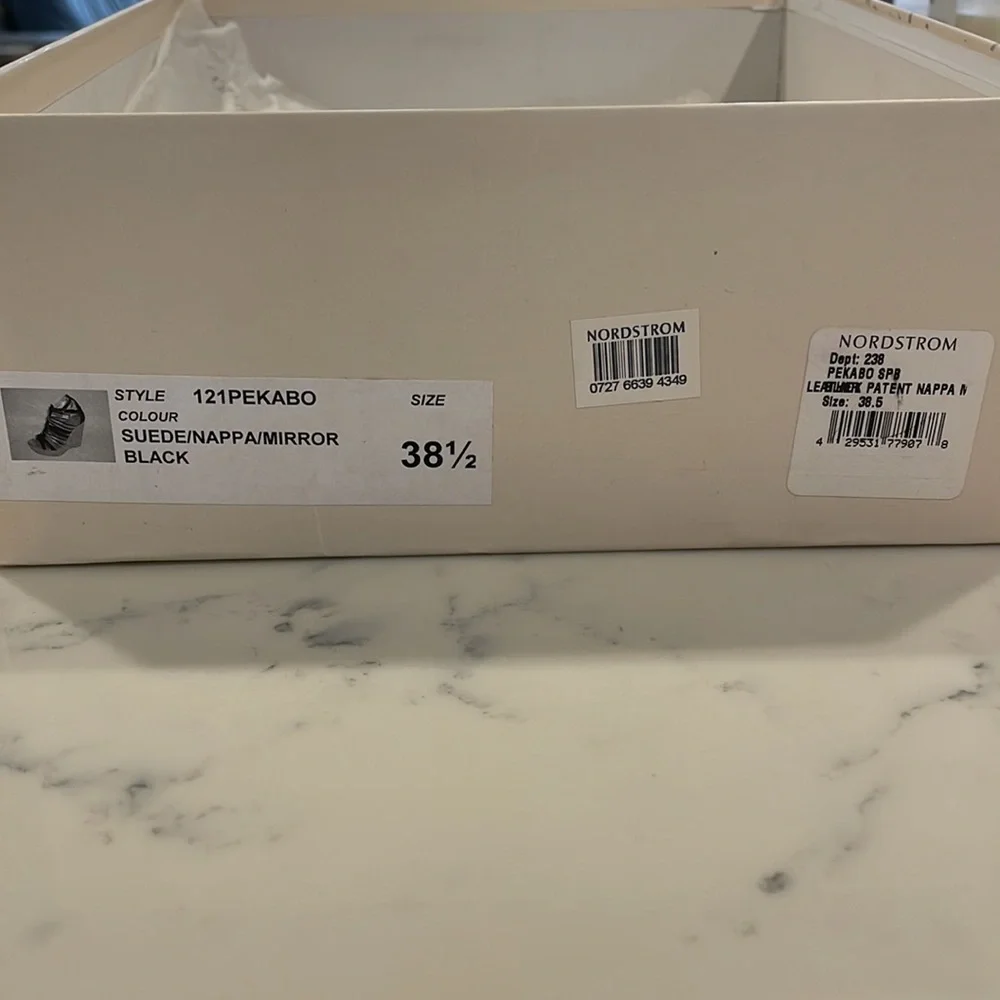 Jimmy Choo SUEDE/NAPPA/MIRROR BLACK Wedge - STYLE 121PEKABO Cork Wedges - Picture 9 of 9